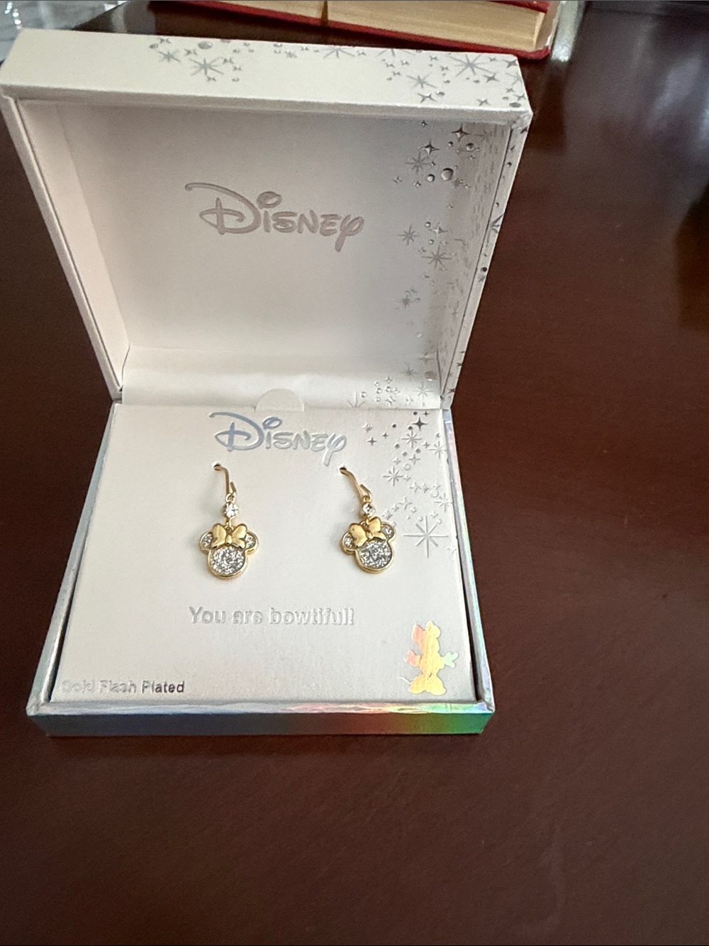 Disney Gold Minnie Mouse Crystal Hook Earrings